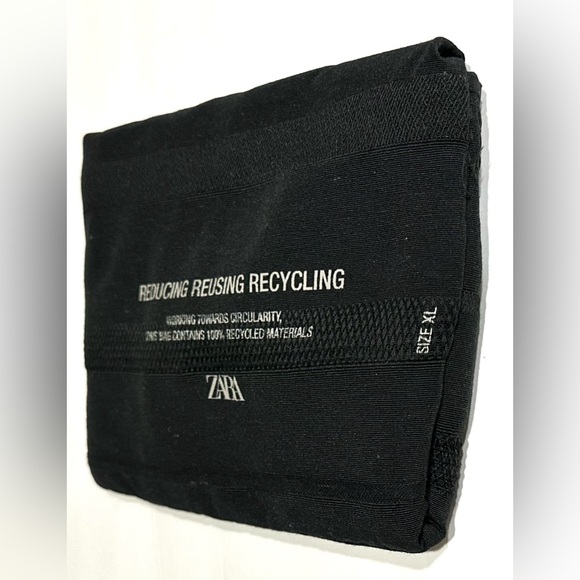 Zara Genuine Extra Large Black Shopper Tote Fabric Foldable Tote Reusable Bag - Picture 4 of 13